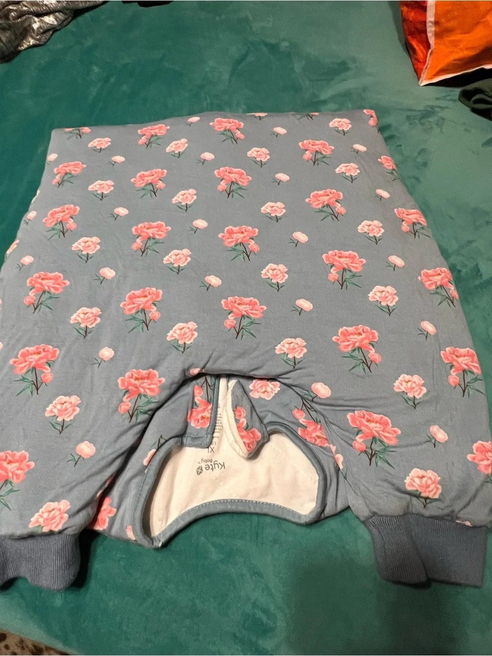 Kyte BABY Blue Floral Sleeveless Sleep Sack with Pink Flowers